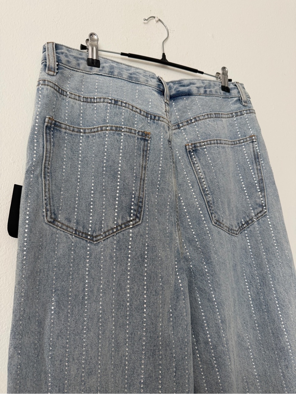 Lulus Rhinestone Wide Leg Jeans Light Wash NWT - Picture 8 of 8